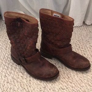 Frye brown studded boots